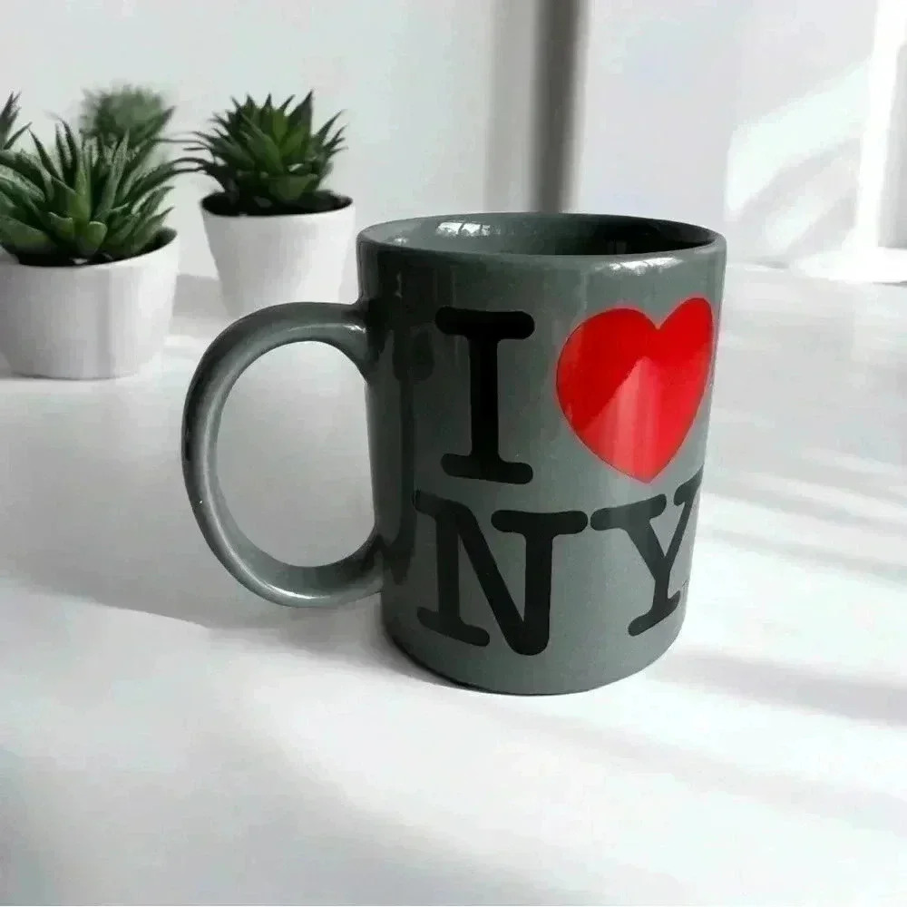 I ❤  NY Grey Coffee Tea Mug Authentic City Merchandise I Love New York